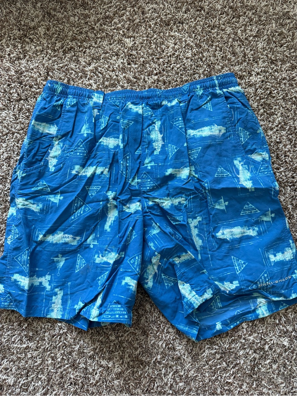 Columbia Blue Printed Men's Swim Board Shorts
